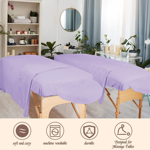 1 Juego Sabana Camilla Masaje Spa Algodn 60/40 Colores Color Purple Diseño De La Tela Liso
