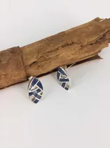 Comprar Aros Ovalados Con Calados Lapislázuli Plata # 1.560