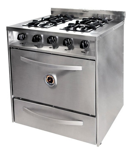 Cocina 4 Hornallas Kokken Con Grill Parrilla Acero Inox 76 Cm 