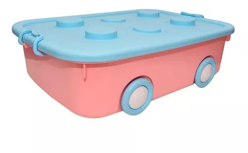 Caja organizadora bajo cama - Con tapa y ruedas de 28 litros 🙌🏻🙌🏻🙌🏻  Se puede abrir parcialmente. Cierre Seguro: Cerraduras que aseguran la  tapa. Ruedas