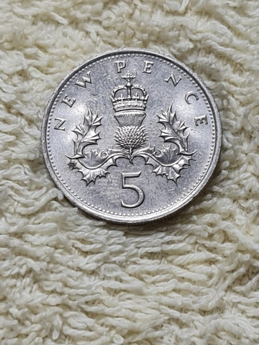 Moneda Antigua Inglaterra 5 Pence 1979 Coleccionista