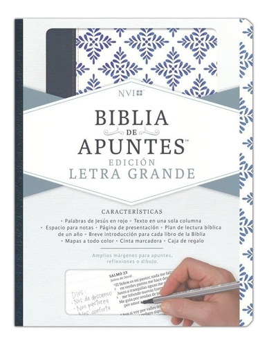 Biblia De Apuntes Letra Grande Nvi Simil Piel Azul Y Blanco