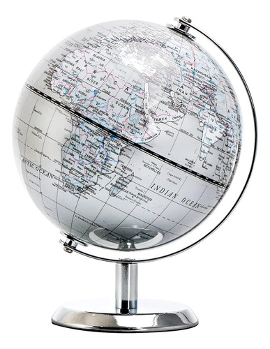 Topglobe 5.5'' World Globe Silver - Mapa En Inglés - Mini Gl