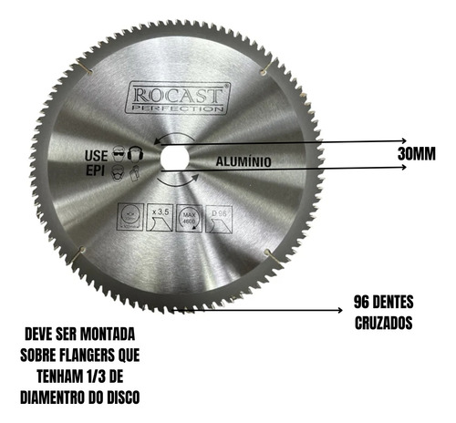 Disco De Serra Circular Vidia Rocast Para Mdf 300mm X 96 D