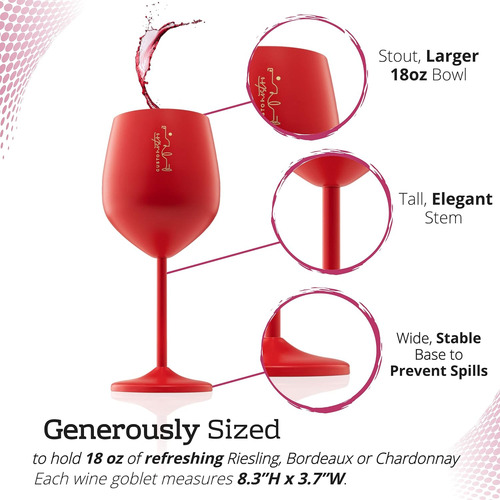 Copas Para Vino Gusto Nostro , Acero Inoxidable , Rojo