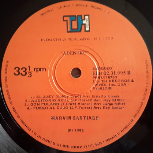 Marvin Santiago - Adentro (en Vivo) - Th - Vinilo (Usado)