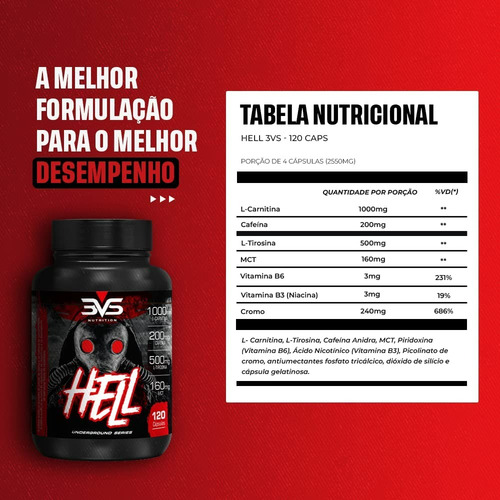 Whey Protein 3w+ Pré Treino Prohibido 360g+ Termogênico Hell Sabor Baunilha