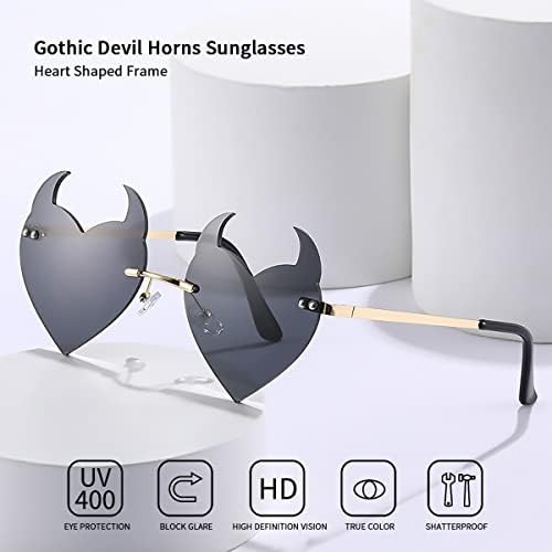 Bojod Devil Horns Heart Gafas De Sol Para Mujer Cuernos 90s