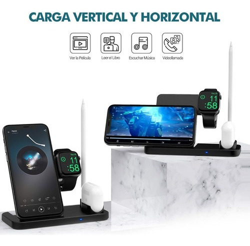 Cargador Qi Inalámbrico 9v 4 En 1 iPhone / Android Usb C