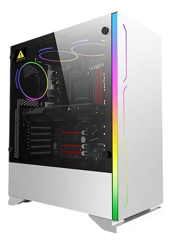 Gabinete Gamer Shot Sup-8335 Blanco Vidrio Templado Con Rgb