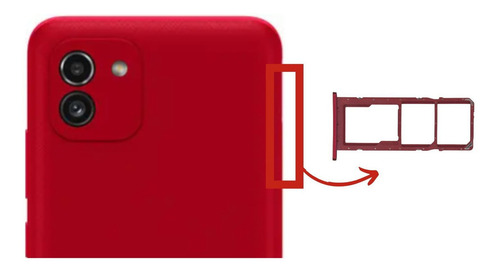 Gaveta Chip Bandeja Slot Sim Compatível Galaxy A03 (a035) Cor Vermelho