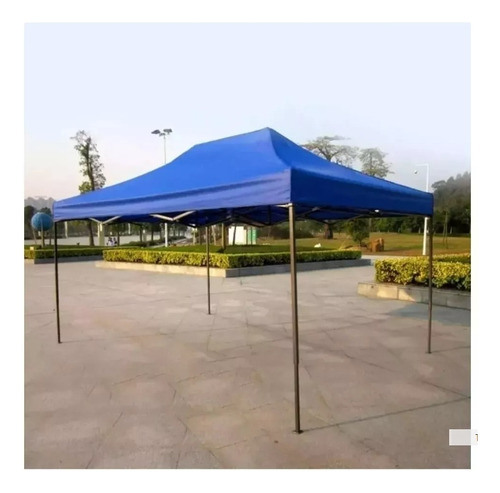 Toldo Plegable 3x4.5 M Tela Azul Fierro Cuadrado Negro