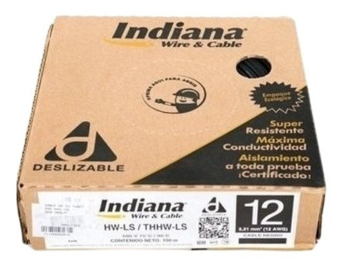 Cable Indiana 100 Mts. Cal. 12 100% Cobre Thw-ls/thhw-ls