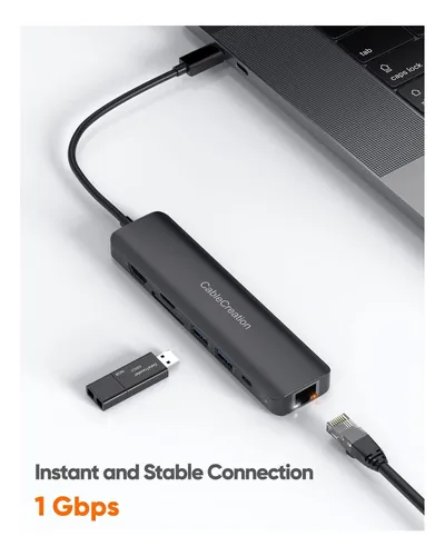 Hub Usb C Con Ethernet, Cablecreation 7 En 1 Hdmi Usb C Con 7 En 1 Negro.