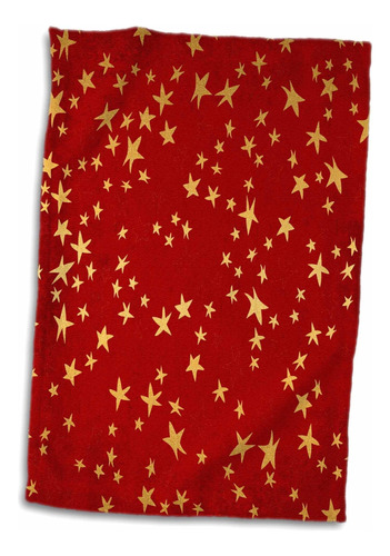 Toalla De Mano Con Estampado De Estrellas Navideñas En Rojo 
