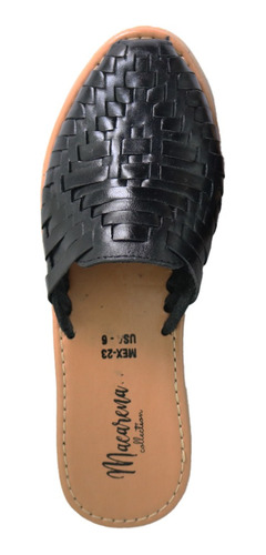 Zapato Sandalia Huarache Artesanal Piel Color Negro 702 Suec