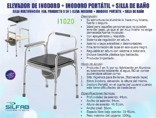 Imagen 3 de 4 de Silla Inodoro Asiento Portatil Elevainodoro Silfab I1020