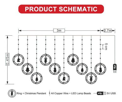 A Luces Decoración De Navidad Led Luces Santa Claus Usb 3m