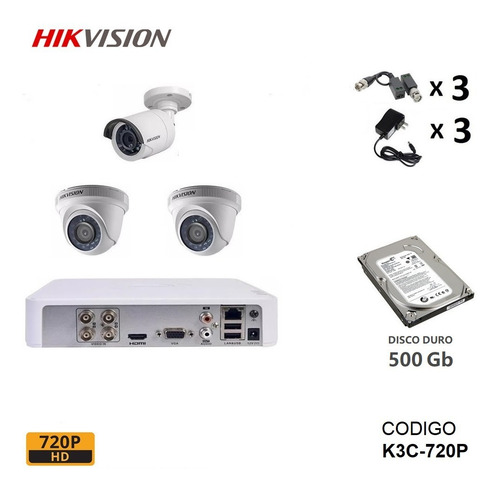 Imagen 3 de 10 de Kit 2 4 6 8 16 Camaras Seguridad Vigilancia Hikvision 720p