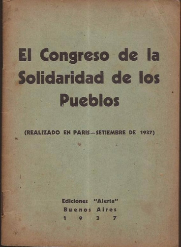 Congreso De La Solidaridad De Los Pueblos París 1937