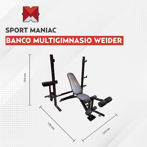 Imagen 3 de 8 de Banco Multigimnasio Olimpico Weider Pro 395 B Multigym