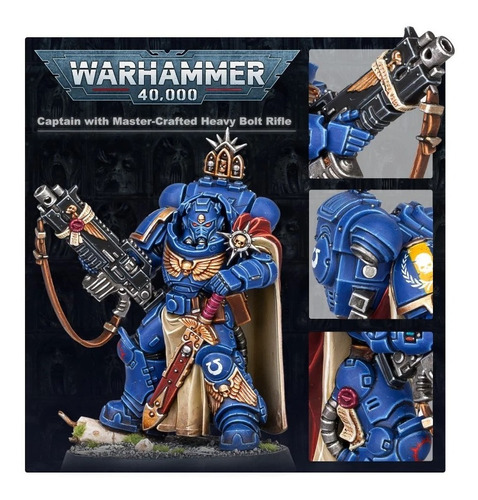 Warhammer 40k Marines Cptn With Master Crafted Bolter Rifle