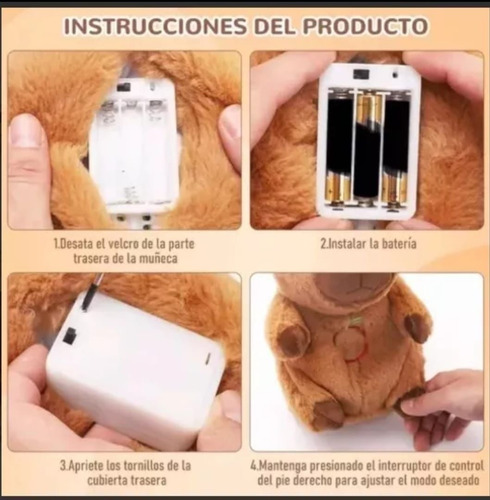 Peluche Respira Capibara De Apego Con Sonidos Para Dormir Marrón