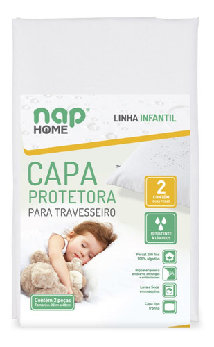 Imagem 1 de 6 de Kit 2 Capas Protetoras Travesseiro Baby Resistente Líquidos