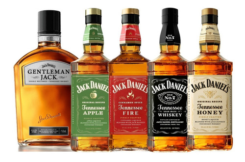 Pack 5x Whisky Jack Daniels Variedades - Gentleman 750cc