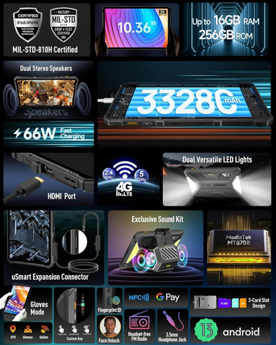 Ulefone Armor Pad 3 Pro - Tablet Con Nfc, Usmart Connector