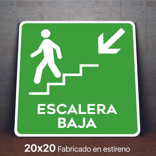 Señalamiento Escalera Baja Izquierda Letrero 20x20