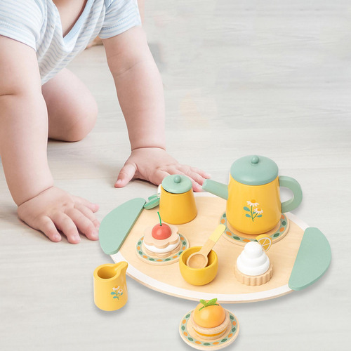Juego De Té De Madera De Juguete, Mini Platos De Tetera,