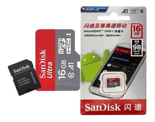 Cartão De Memória Micro Sd 16 Gb Sandisk Ultra 98 Mbs