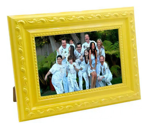 Porta Retrato De Madeira Com Textura 10x15 - Pr16-10 Amarelo