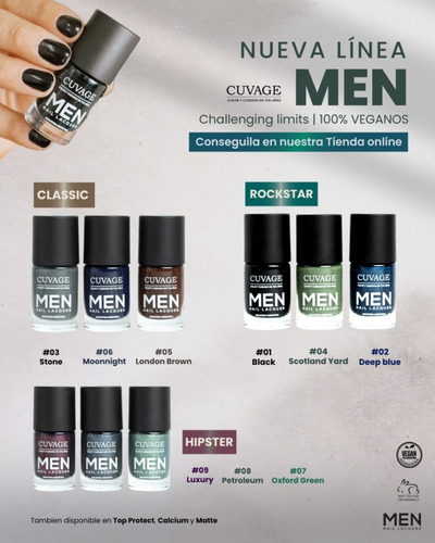 Imagen 3 de 3 de Esmalte De Uñas Para Hombre X 3 Cuvage Men Nail Lacquer C