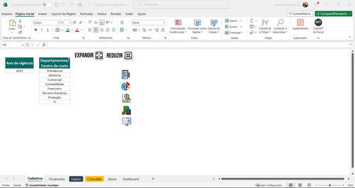 Planilha Dashboard Controle Orçado X Realizado