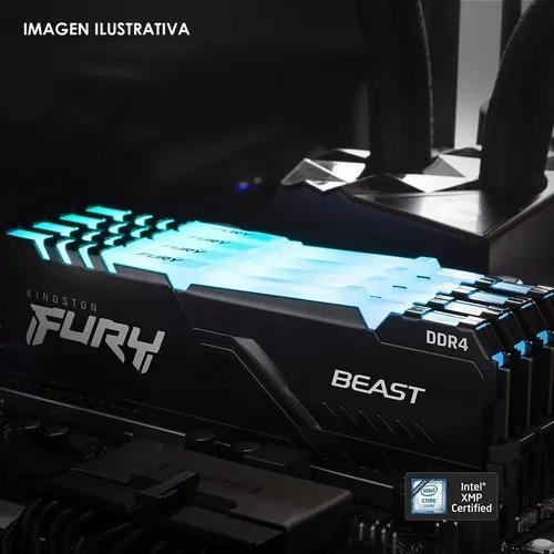Memoria RAM Fury Beast DDR4 RGB gamer color negro 8GB 1 Kingston KF432C16BBA/8