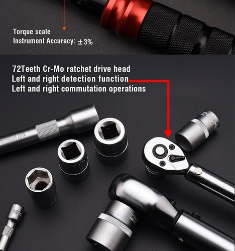 Imagen 2 de 5 de Llave Torquimetro Zafe Torque Encastre 1/2 60-330 Nm Harden