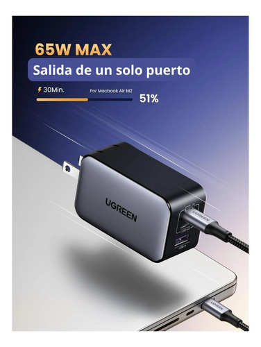 Cargador Nexode 65w Carga Rapida Laptop Android Ios