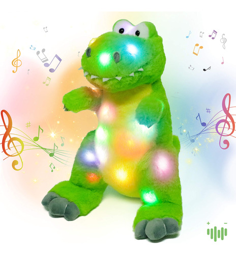 Hopearl Juguete De Peluche Musical Led T-rex Con Luz De Dino