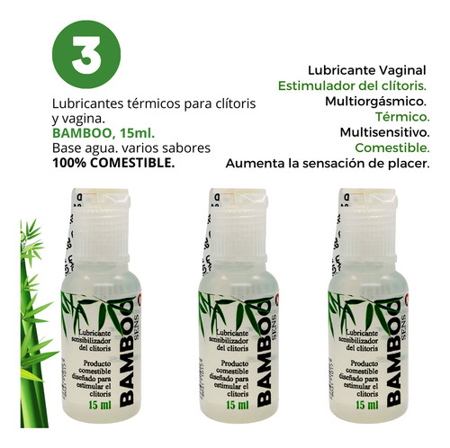 Lubricante Gel Base Agua Multiorgásmico Clitoral 3 Pz Pack Sabor Fresa