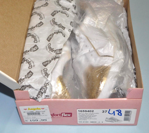 Imagem 3 de 10 de Comfortflex Tênis Nº 37 Branco E Dourado Novo