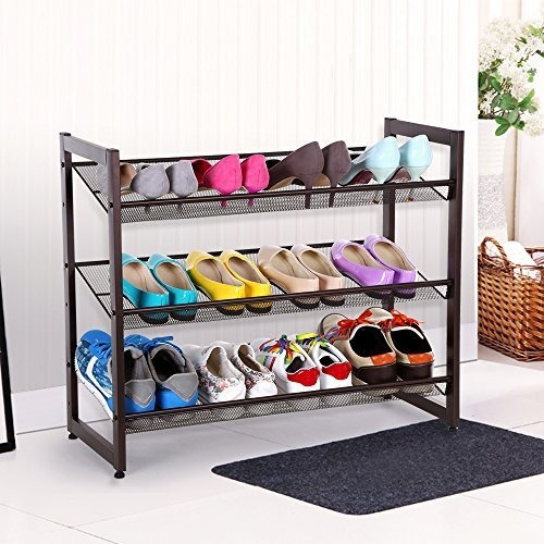 Songmics - Estante De Zapato Metálico Apilable De 3 Niveles,