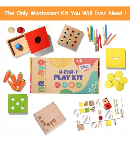 Juguetes Montessori de madera para niños de 1 año, 4 en 1, caja de  permanencia de objetos, caja de monedas, zanahoria, clasificador de formas,  juguete