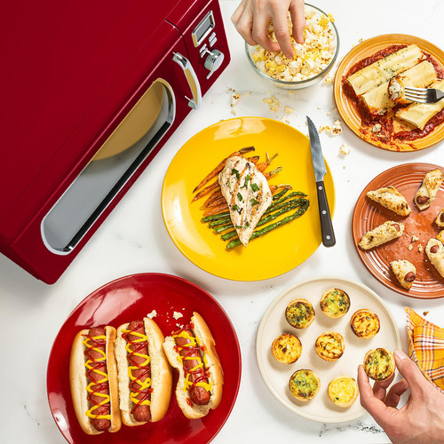 Horno Microondas Nostalgia Mid-century Retro 900w 25l Rojo