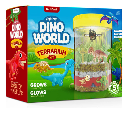 Dino World - Kit De Terrario Para Nios, Luz Led En Tapa, Jug