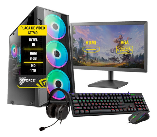 Pc Gamer Completo I5 Gt730 Hd1tb 8gb Fonte 500w E Monitor 19