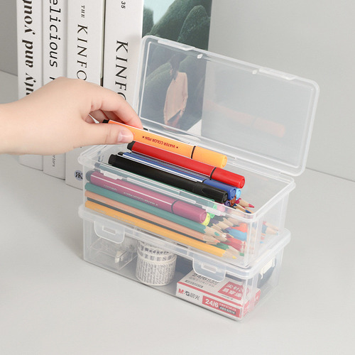 Caja De Lápices De Plástico De Gran Capacidad, Apilable, Tra