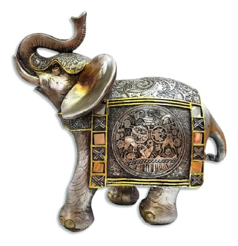 Figura Elefante Decorativo De Resina Sabiduría Prosperidad