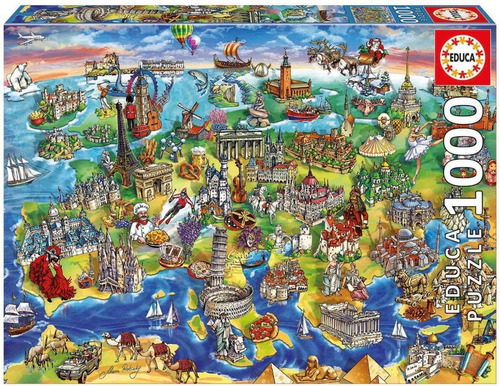Puzzle Rompecabezas Educa 1000pzs- Simbolos Europa En Mundo